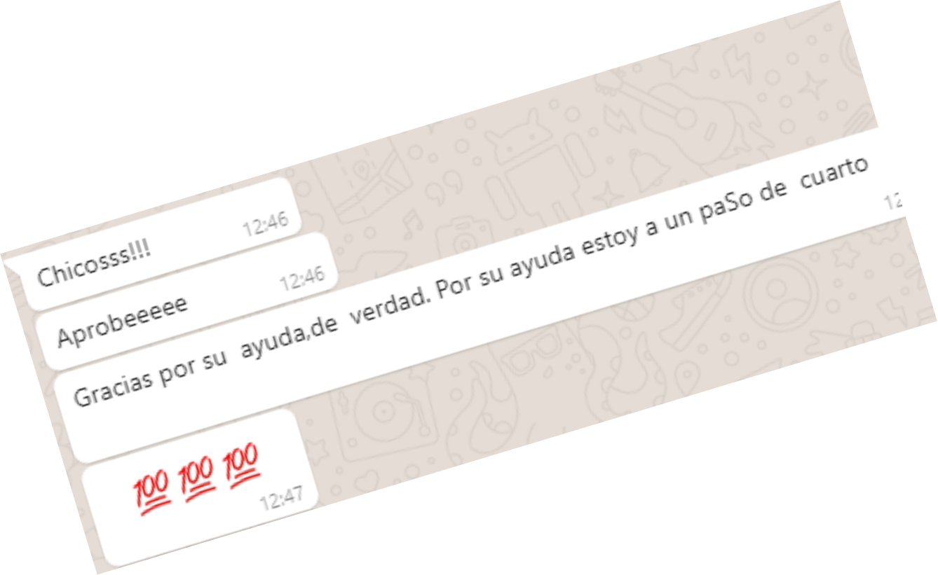 Mensajes de un alumno agradeciendo la ayuda