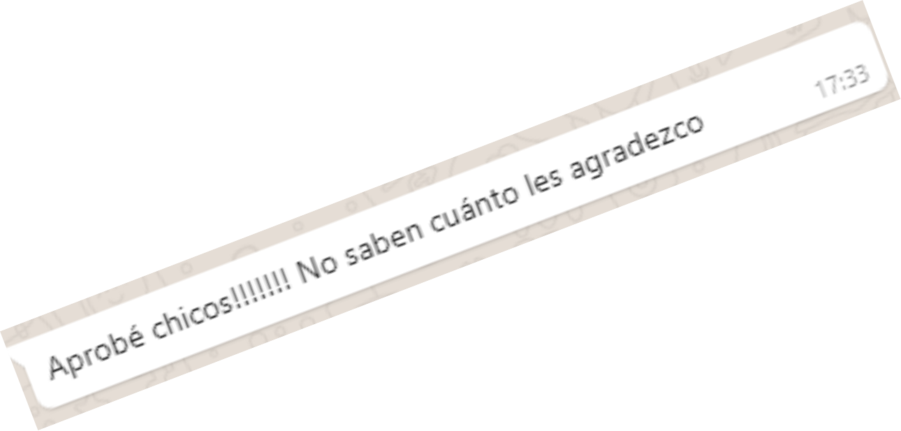 Mensaje de un alumno comunicando que aprobó